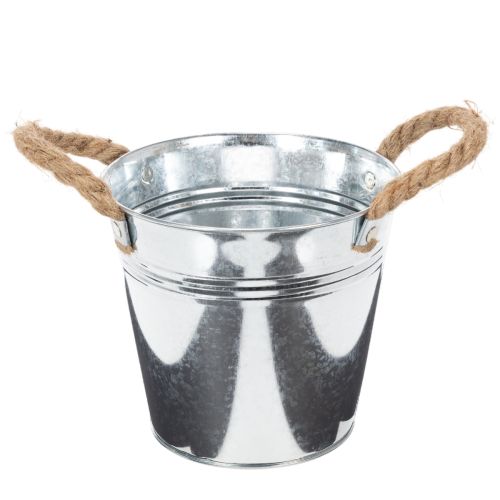 Blank metalspand med rebhåndtag, Ø16 cm købe | Floristik24.dk