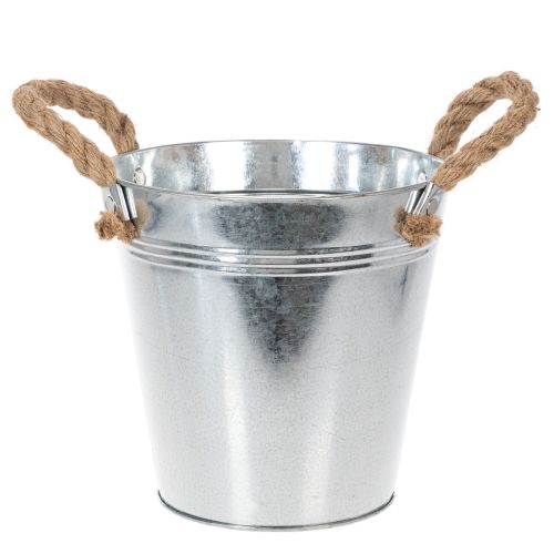 Blank metalspand med rebhåndtag, Ø18 cm købe | Floristik24.dk