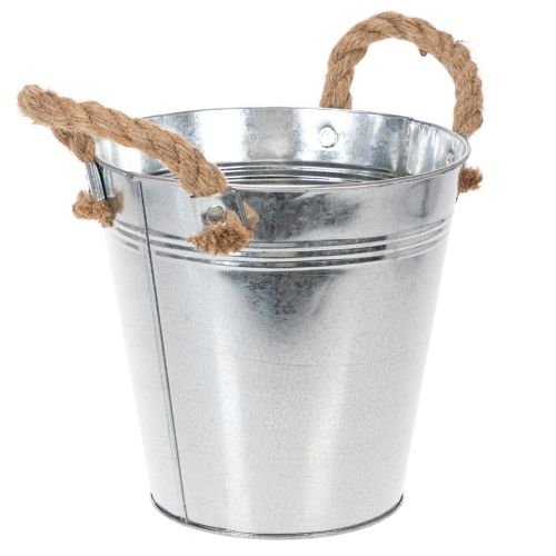 Blank metalspand med rebhåndtag, Ø18 cm | Floristik24.dk