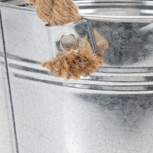 Blank metalspand med rebhåndtag, Ø18 cm | Floristik24.dk