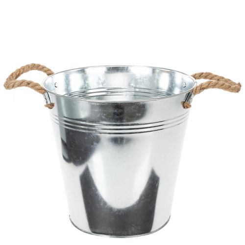 Blank metalspand med rebhåndtag, Ø25 cm købe | Floristik24.dk