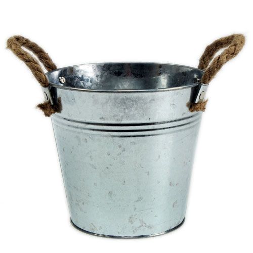 Skinnende metalspand med rebhåndtag Ø25cm