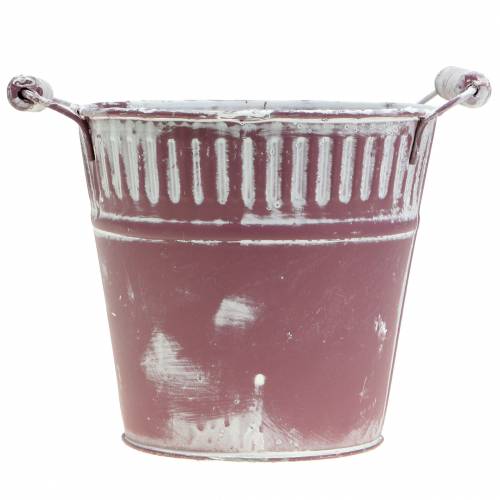 Artikel Blikspand lilla hvid vasket Ø16cm H15cm 1 stk