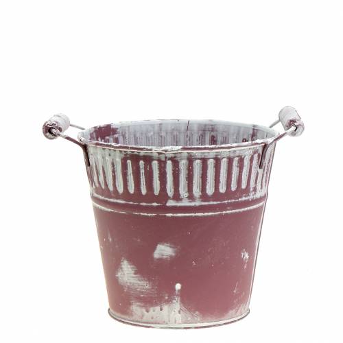 Blikspand lilla hvid vasket Ø13cm H12cm 1 stk | Floristik24.dk