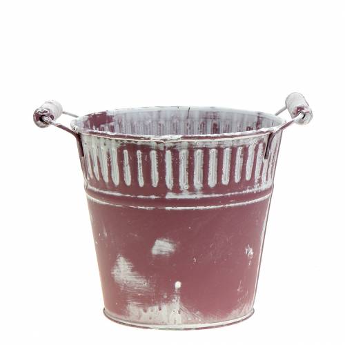Blikspand lilla hvid vasket Ø15cm H14,5cm 1 stk