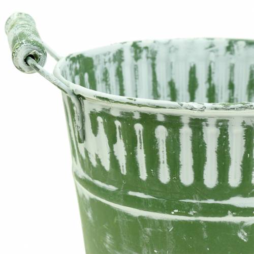 Floristik24 Blikspand grøn hvidkalket Ø19cm H17cm 1 stk