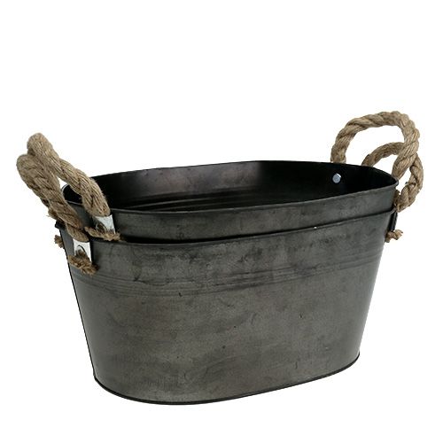 Floristik24 Blikskål antik oval 31 x 20cm H15cm 2stk