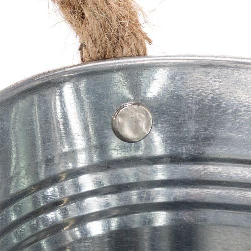 Metalskål med rebhåndtag, sølv, 22 cm høj, 10 cm høj | Floristik24.dk