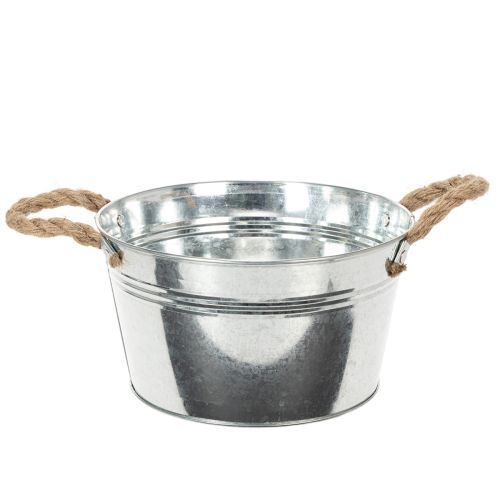 Blank metalskål med rebhåndtag, Ø22 cm købe | Floristik24.dk