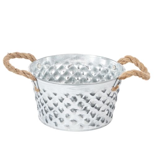 Skål i metal med rebhåndtag Ø18 cm H10 cm købe | Floristik24.dk