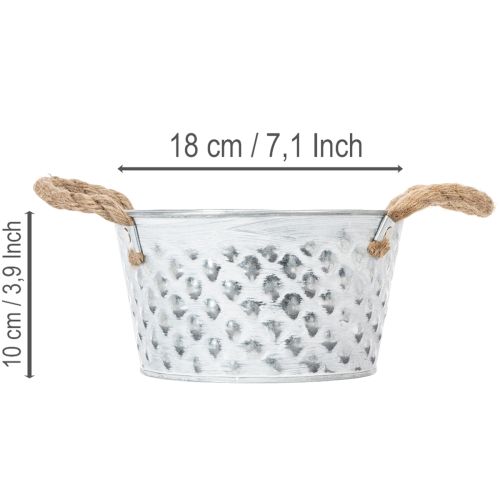 Skål i metal med rebhåndtag Ø18 cm H10 cm | Floristik24.dk