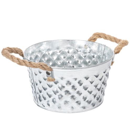 Skål i metal med rebhåndtag Ø18 cm H10 cm | Floristik24.dk