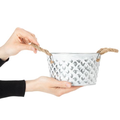 Skål i metal med rebhåndtag Ø18 cm H10 cm | Floristik24.dk