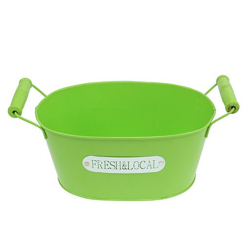 Floristik24 Blikskål oval grøn 22cm x 15cm H10cm