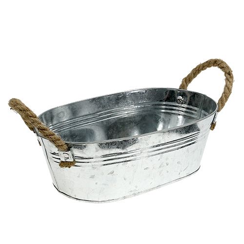 Floristik24 Oval blik skål sølv 30cm x 17cm x 10cm