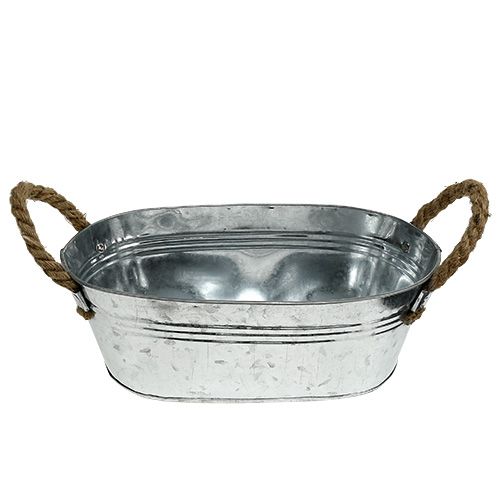 Floristik24 Oval blik skål sølv 30cm x 17cm x 10cm