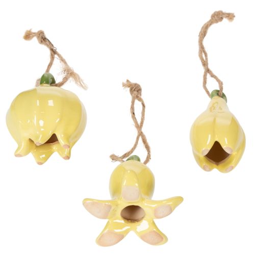 Artikel Keramiske blomstervedhæng, muntert design, blomstermønster, forårsdekoration, 9 cm, 6 stk.