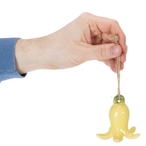 Artikel Keramiske blomstervedhæng, muntert design, blomstermønster, forårsdekoration, 9 cm, 6 stk.