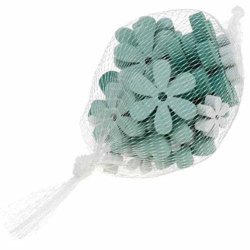Floristik24 Spred dekorationsblomster grønne, mint, hvide træblomster til spredning 29 stk.