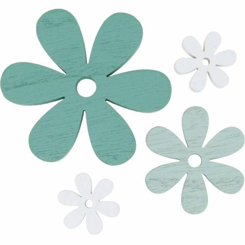 Floristik24 Spred dekorationsblomster grønne, mint, hvide træblomster til spredning 29 stk.
