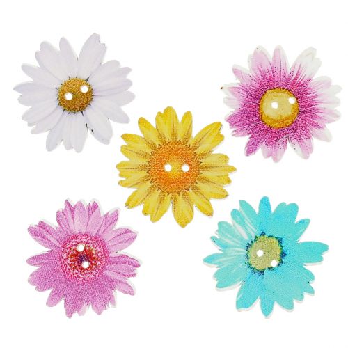 Floristik24 Blomster som knapper af træ Ø3,5cm assorteret 90stk