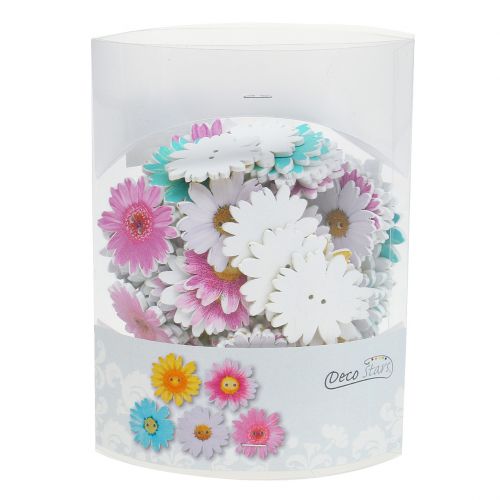 Floristik24 Blomster som knapper af træ Ø3,5cm assorteret 90stk