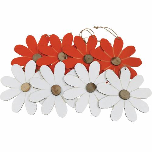 Floristik24 Blomstervedhæng, dekorative blomster orange og hvid, trædekoration, sommer, dekorative blomster 8 stk.