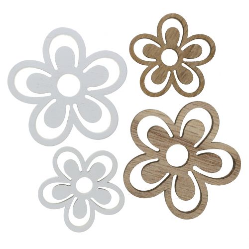 Træblomst hvid/natur 3cm - 4,5cm 48p