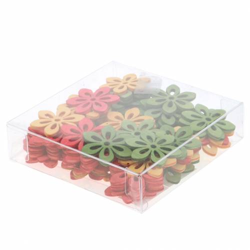 Floristik24 Scatter dekoration blomst træ orange, gul, grøn 4cm 72 stk