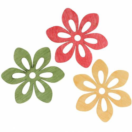 Floristik24 Scatter dekoration blomst træ orange, gul, grøn 4cm 72 stk