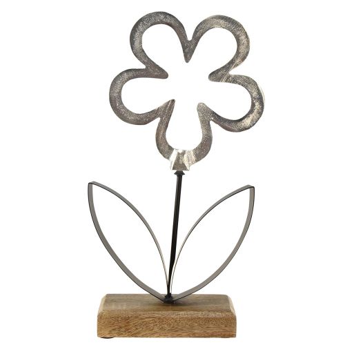 Floristik24 Blomster Metal Dekoration Sølv Sort Træbund 15×30cm