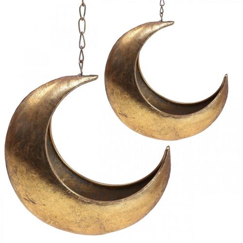 Artikel Hængende kurv moon deco guld vintage deco 32/22cm sæt af 2