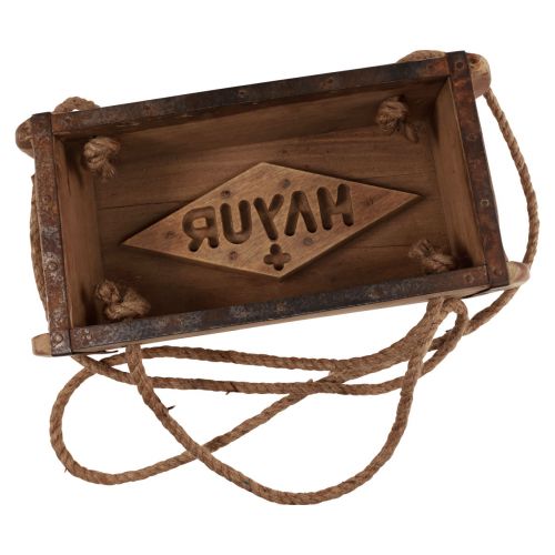 Artikel Hængende kurv træ mursten form træ upcycling 31,5×15×10cm