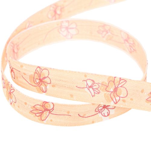 Artikel Blomsterbånd forårsgavebånd abrikos pastel 15mm 20m