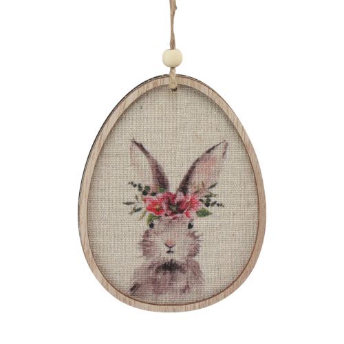 Artikel Blomsterbillede kanin i æg påskeæg dekoration træ 9,5×12cm 6 stk
