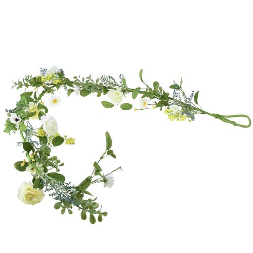 Kunstig blomsterguirlande dekorativ guirlande cremegul hvid 125cm