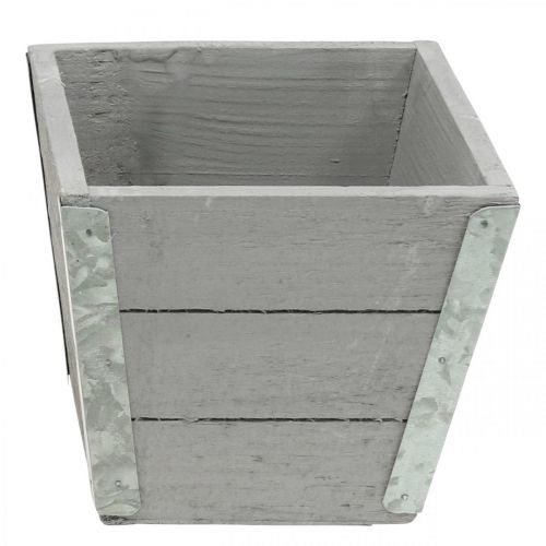 Artikel Blomsterkasse trækasse shabby chic grå 12,5×14,5×14,5 cm