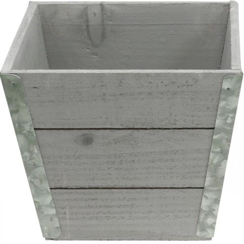 Artikel Blomsterkasse trækasse shabby chic grå 19x19x15,5cm