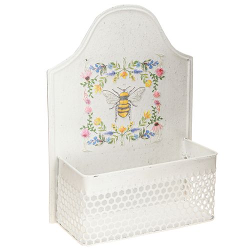 Hængende blomsterkasse metal bi cremefarvet L29cm