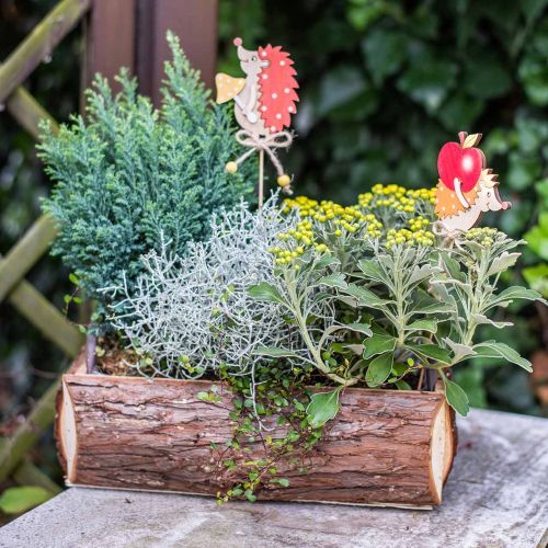 Floristik24 Blomsterkasse, trækasse med bark, plantekrukke med hanke 38cm