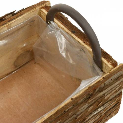 Floristik24 Blomsterkasse, trækasse med bark, plantekrukke med hanke 38cm