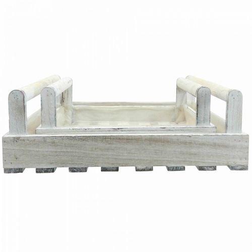 Artikel Blomsterkasse Shabby Chic plantekasse træ hvid 38/31 cm sæt med 2 stk
