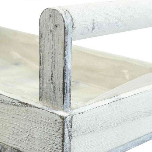 Artikel Blomsterkasse Shabby Chic plantekasse træ hvid 38/31 cm sæt med 2 stk