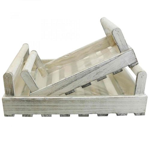 Blomsterkasse Shabby Chic plantekasse træ hvid 38/31 cm sæt med 2 stk