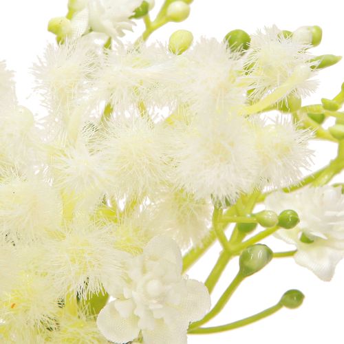 Artikel Blomsterkrans mimosa kunstig creme hvid grøn Ø25cm