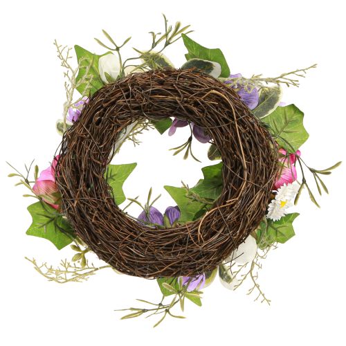 Artikel Kunstig Blomsterkrans Anemoner Tusindfryd Lilla Hvid Ø25cm