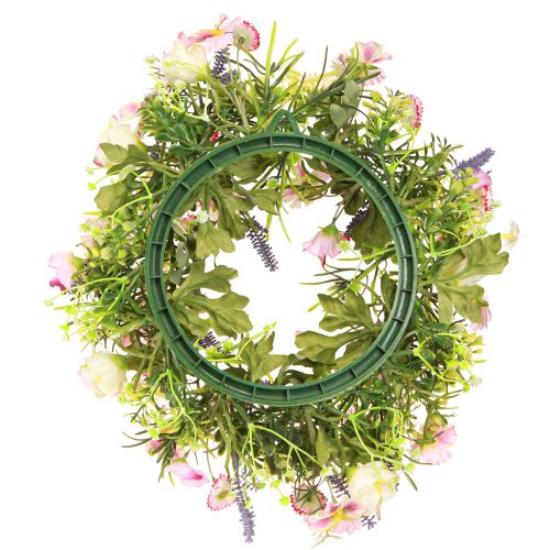 Artikel Blomsterkrans kunstige forårsblomster creme pink Ø33cm