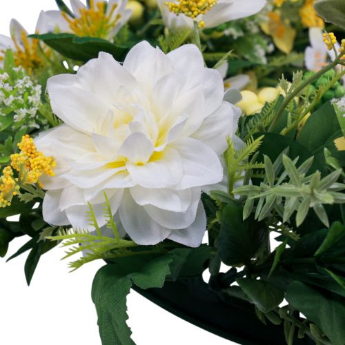 Artikel Dørkrans vægdekoration blomster dahliaer banksia hvid Ø35cm