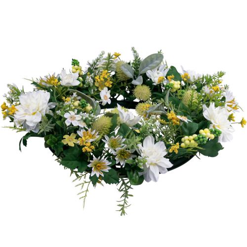 Floristik24 Dørkrans vægdekoration blomster dahliaer banksia hvid Ø35cm