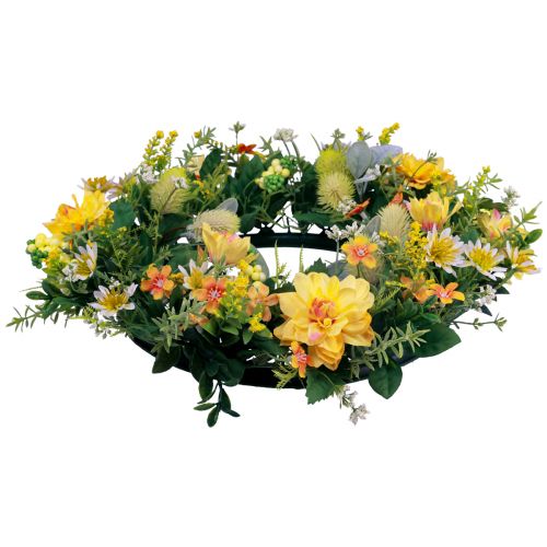 Floristik24 Dørkrans vægdekoration blomster dahlia banksia gul Ø35cm